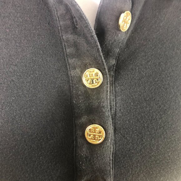 Tory Burch Black Polo Shirt with Gold Buttons - Picture 4 of 12